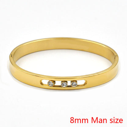 Ig Style Geometric Solid Color Stainless Steel Plating Inlay Zircon Bangle