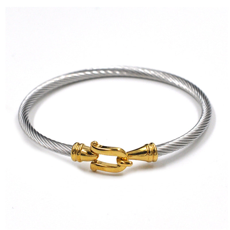 Simple Style Classic Style Geometric Stainless Steel Bangle