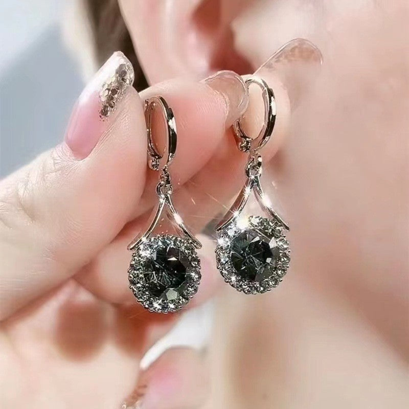 1 Pair Simple Style Water Droplets Inlay Alloy Zircon Drop Earrings