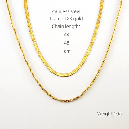 Casual Simple Style Solid Color Stainless Steel Layered Plating 18k Gold Plated Layered Necklaces