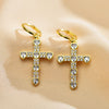 1 Pair Casual Elegant Cross Inlay Copper Zircon Drop Earrings