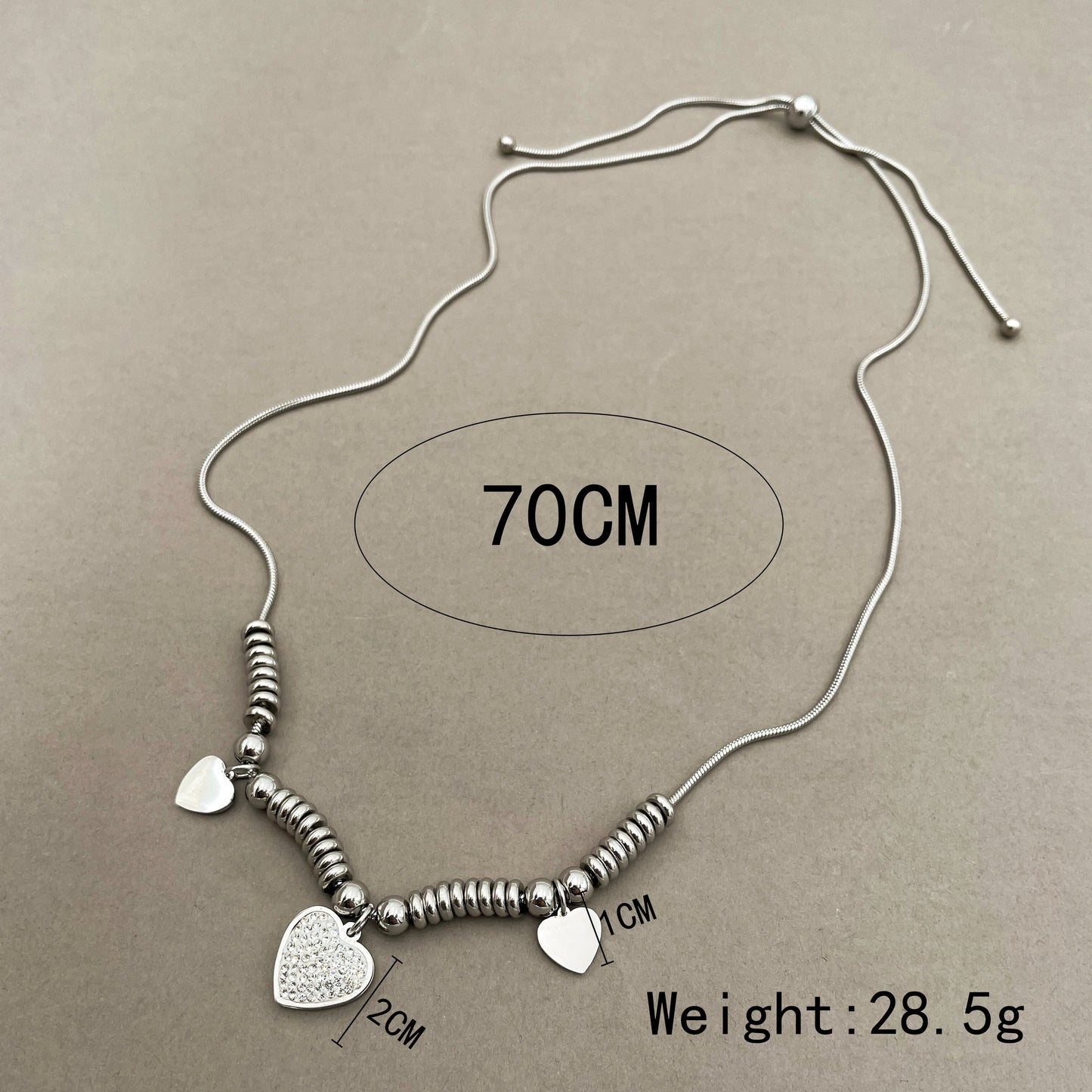 Hip-hop Modern Style Heart Shape Stainless Steel Polishing Inlay Rhinestones Pendant Necklace