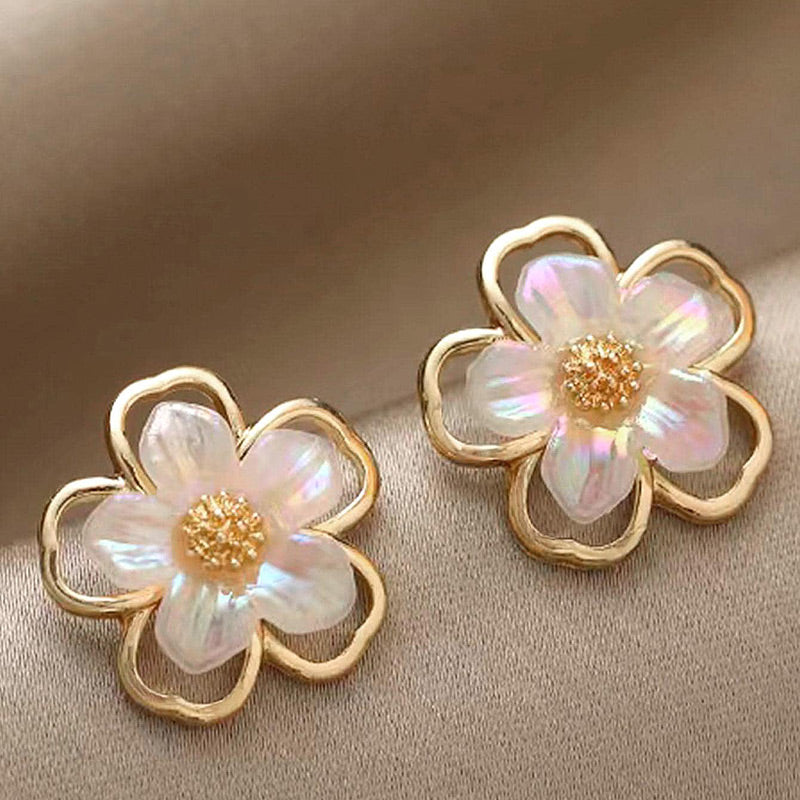 1 Pair Sweet Flower Alloy Ear Studs