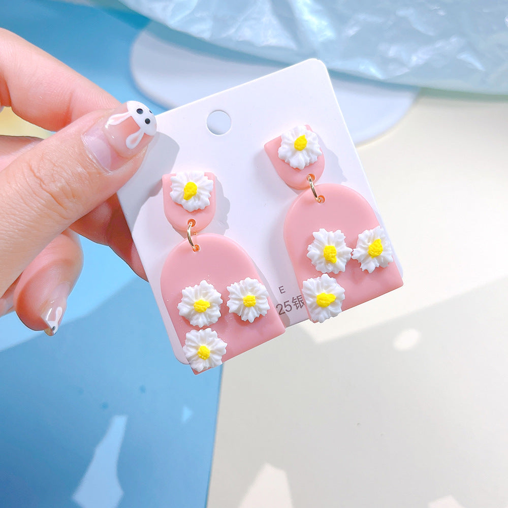 Korean Style Water Droplets Flower Soft Clay Women's Drop Earrings