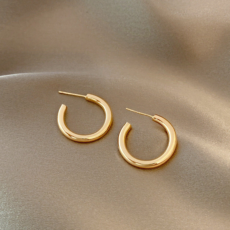 1 Pair Simple Style C Shape Plating Alloy Gold Plated Ear Studs