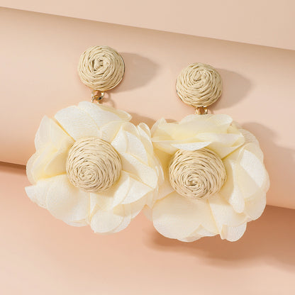 1 Pair Vacation Sweet Flower Polyester Drop Earrings