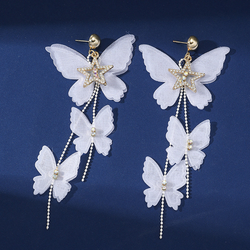 1 Pair Elegant Glam Sweet Butterfly Inlay Alloy Artificial Rhinestones Drop Earrings