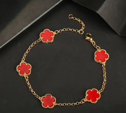 Modern Style Flower Copper Plating Inlay Natural Stone Bracelets