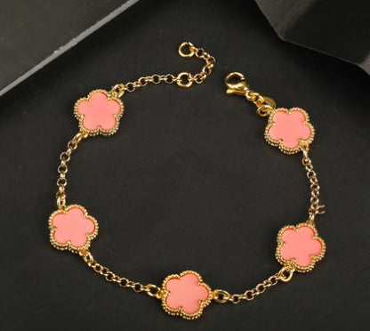 Modern Style Flower Copper Plating Inlay Natural Stone Bracelets