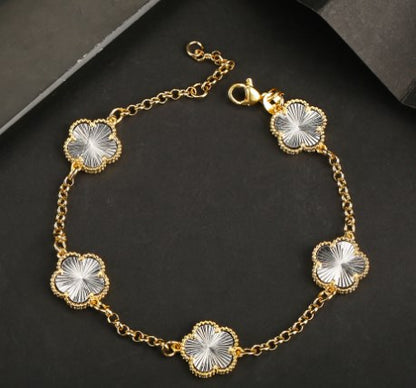 Modern Style Flower Copper Plating Inlay Natural Stone Bracelets