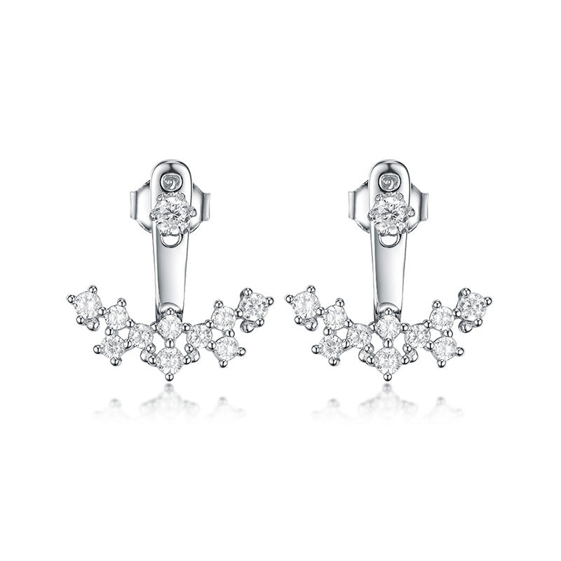 1 Pair Lady Classic Style Geometric Inlay Sterling Silver Zircon Ear Studs