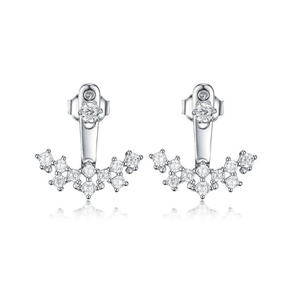 1 Pair Lady Classic Style Geometric Inlay Sterling Silver Zircon Ear Studs