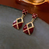 1 Pair Commute Heart Shape Inlay Copper Rhinestones Pearl Drop Earrings