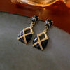 1 Pair Commute Heart Shape Inlay Copper Rhinestones Pearl Drop Earrings