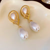 1 Pair Commute Heart Shape Inlay Copper Rhinestones Pearl Drop Earrings