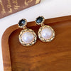 1 Pair Commute Heart Shape Inlay Copper Rhinestones Pearl Drop Earrings