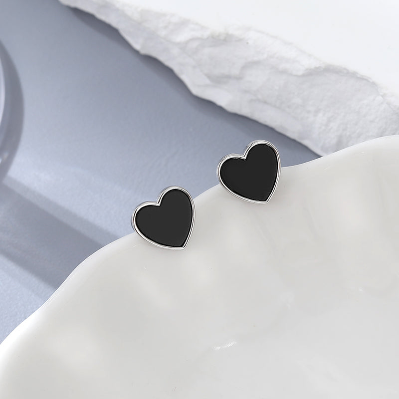 Elegant Heart Shape Sterling Silver Plating Inlay Agate White Gold Plated Bracelets Earrings Necklace