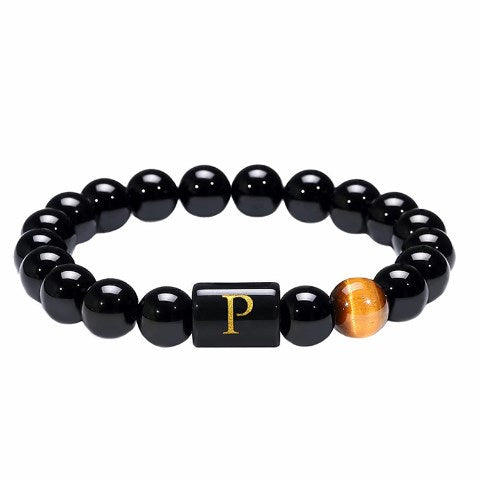 Casual Retro Letter Agate-like Beaded Couple Bracelets