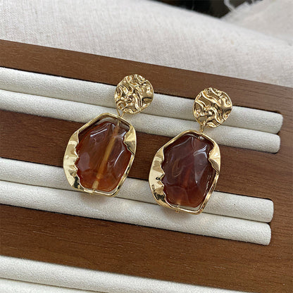 1 Pair Vintage Style Roman Style Geometric Inlay Alloy Artificial Gemstones Drop Earrings