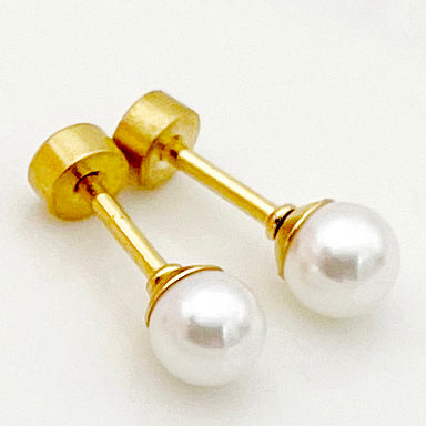 1 Pair Casual Simple Style Round Plating Stainless Steel Imitation Pearl Gold Plated Ear Studs