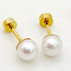 1 Pair Casual Simple Style Round Plating Stainless Steel Imitation Pearl Gold Plated Ear Studs