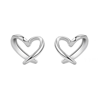 1 Pair Simple Style Heart Shape Hollow Out Sterling Silver Ear Studs