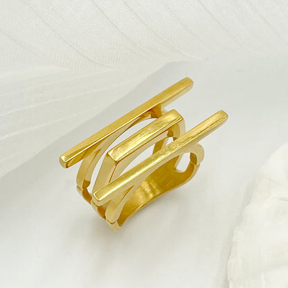 Artistic Solid Color Stainless Steel Gold Plated Rings In Bulk