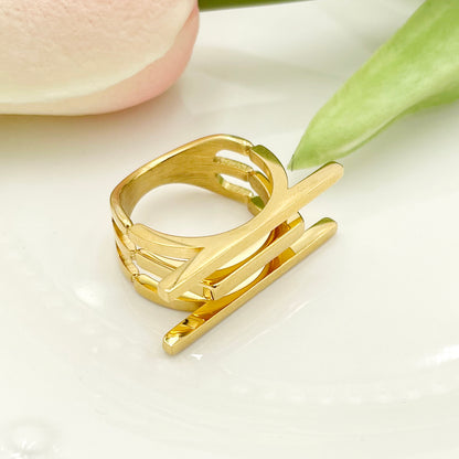 Artistic Solid Color Stainless Steel Gold Plated Rings In Bulk