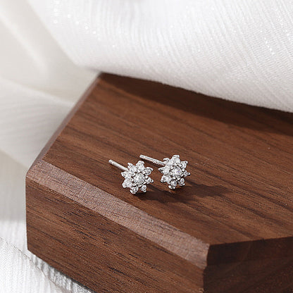 1 Pair Sweet Simple Style Flower Plating Inlay Sterling Silver Zircon Ear Studs