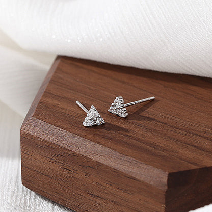 1 Pair Casual Simple Style Triangle Plating Inlay Sterling Silver Zircon Ear Studs