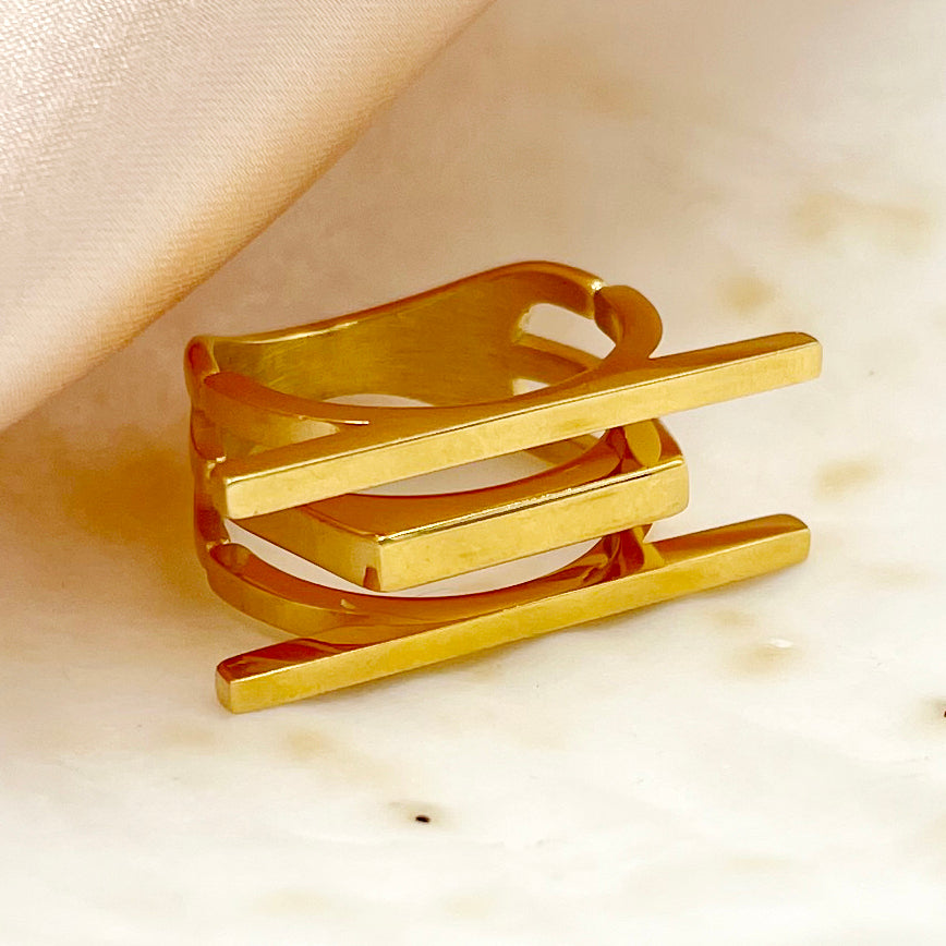 Artistic Solid Color Stainless Steel Gold Plated Rings In Bulk