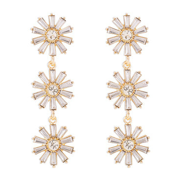 1 Pair Elegant Vintage Style Sweet Flower Inlay Alloy Artificial Diamond Drop Earrings