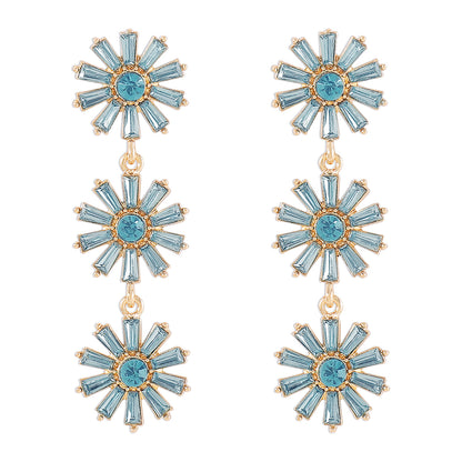 1 Pair Elegant Vintage Style Sweet Flower Inlay Alloy Artificial Diamond Drop Earrings