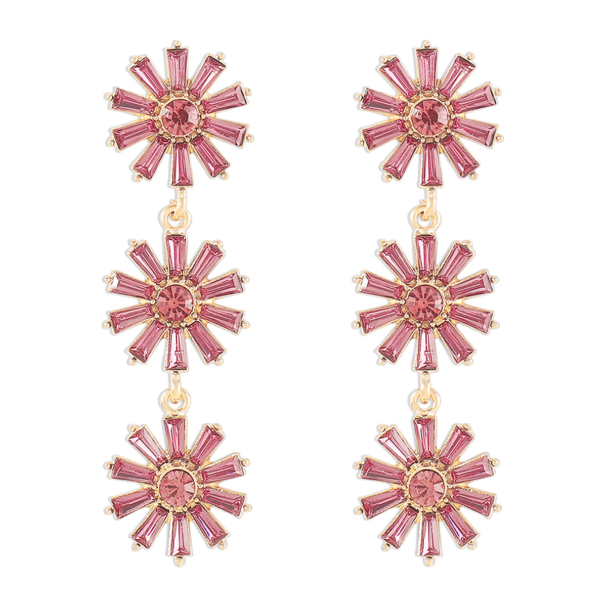 1 Pair Elegant Vintage Style Sweet Flower Inlay Alloy Artificial Diamond Drop Earrings