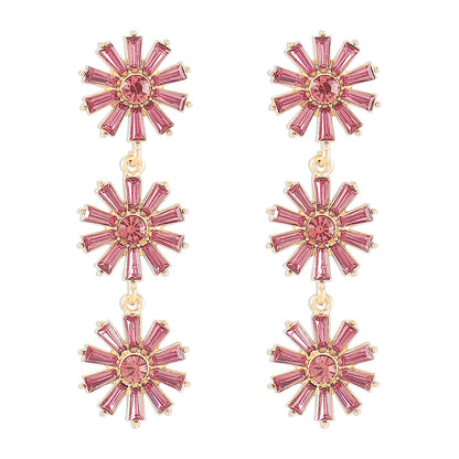 1 Pair Elegant Vintage Style Sweet Flower Inlay Alloy Artificial Diamond Drop Earrings