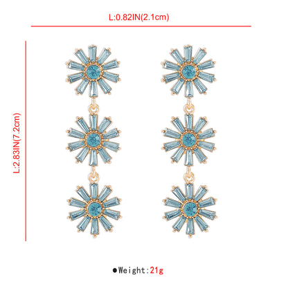 1 Pair Elegant Vintage Style Sweet Flower Inlay Alloy Artificial Diamond Drop Earrings