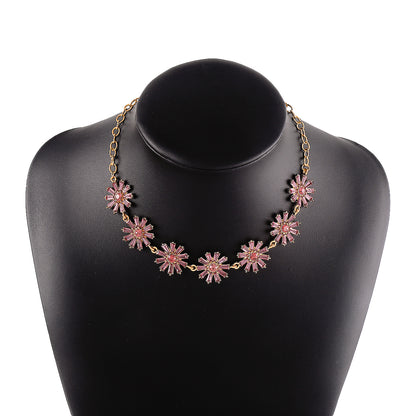 Elegant Vintage Style Sweet Flower Alloy Iron Inlay Rhinestones Women's Choker