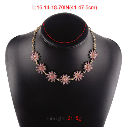 Elegant Vintage Style Sweet Flower Alloy Iron Inlay Rhinestones Women's Choker