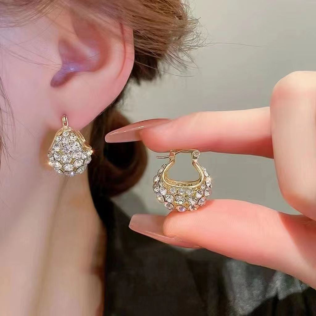 1 Pair Simple Style Solid Color Inlay Alloy Zircon Earrings