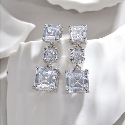 1 Pair Basic Simple Style Square Inlay Copper Zircon Drop Earrings