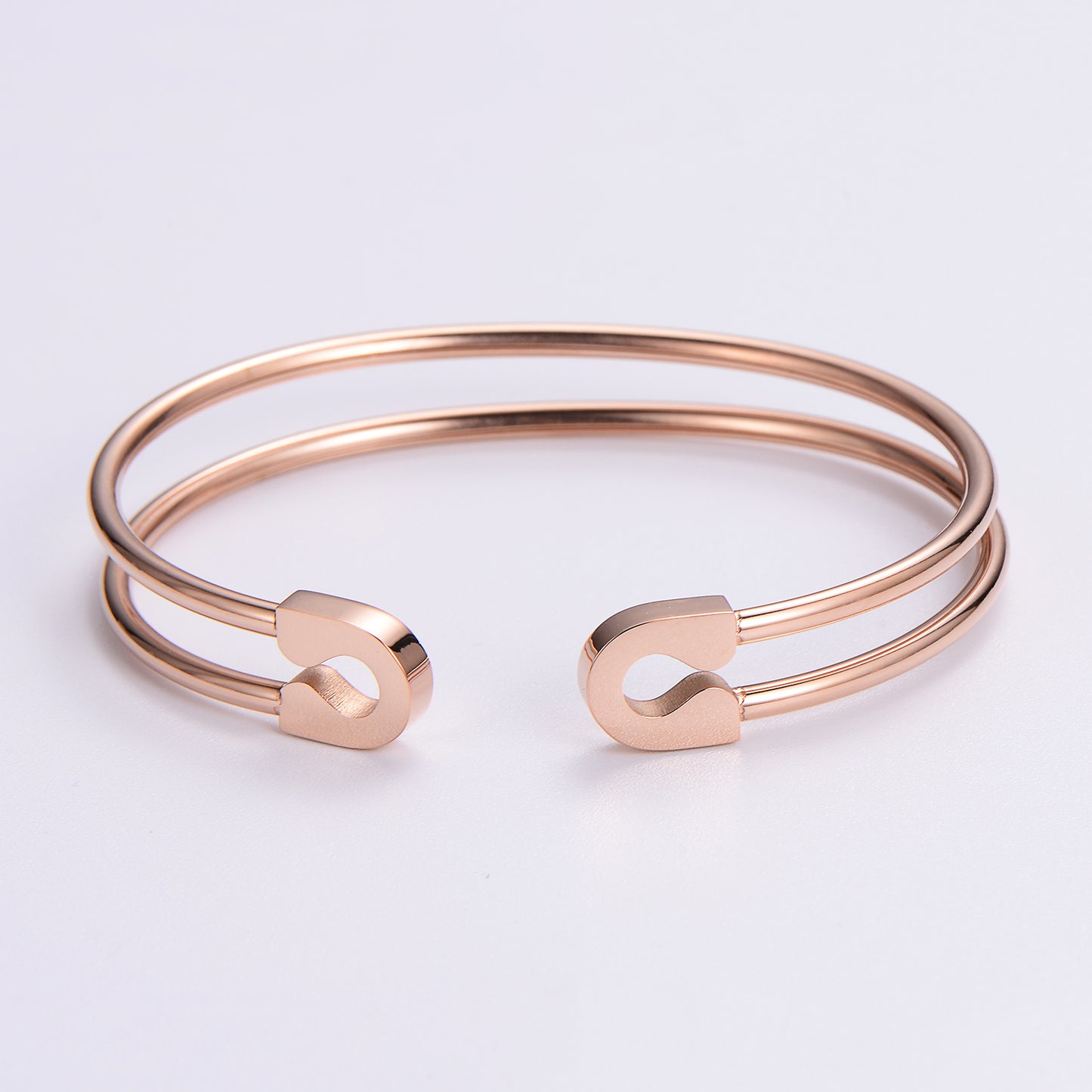 Simple Style Love Tree Heart Shape Stainless Steel Plating Hollow Out Artificial Rhinestones 18k Gold Plated Rose Gold Plated Bangle