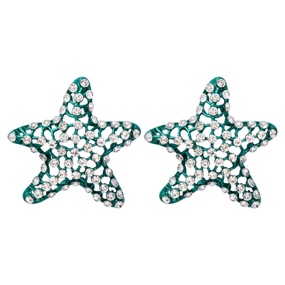 1 Pair Casual Vacation Starfish Inlay Alloy Rhinestones Ear Studs