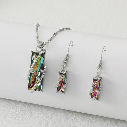 Elegant Lady Geometric Alloy Plating Inlay Zircon Silver Plated Women's Earrings Necklace