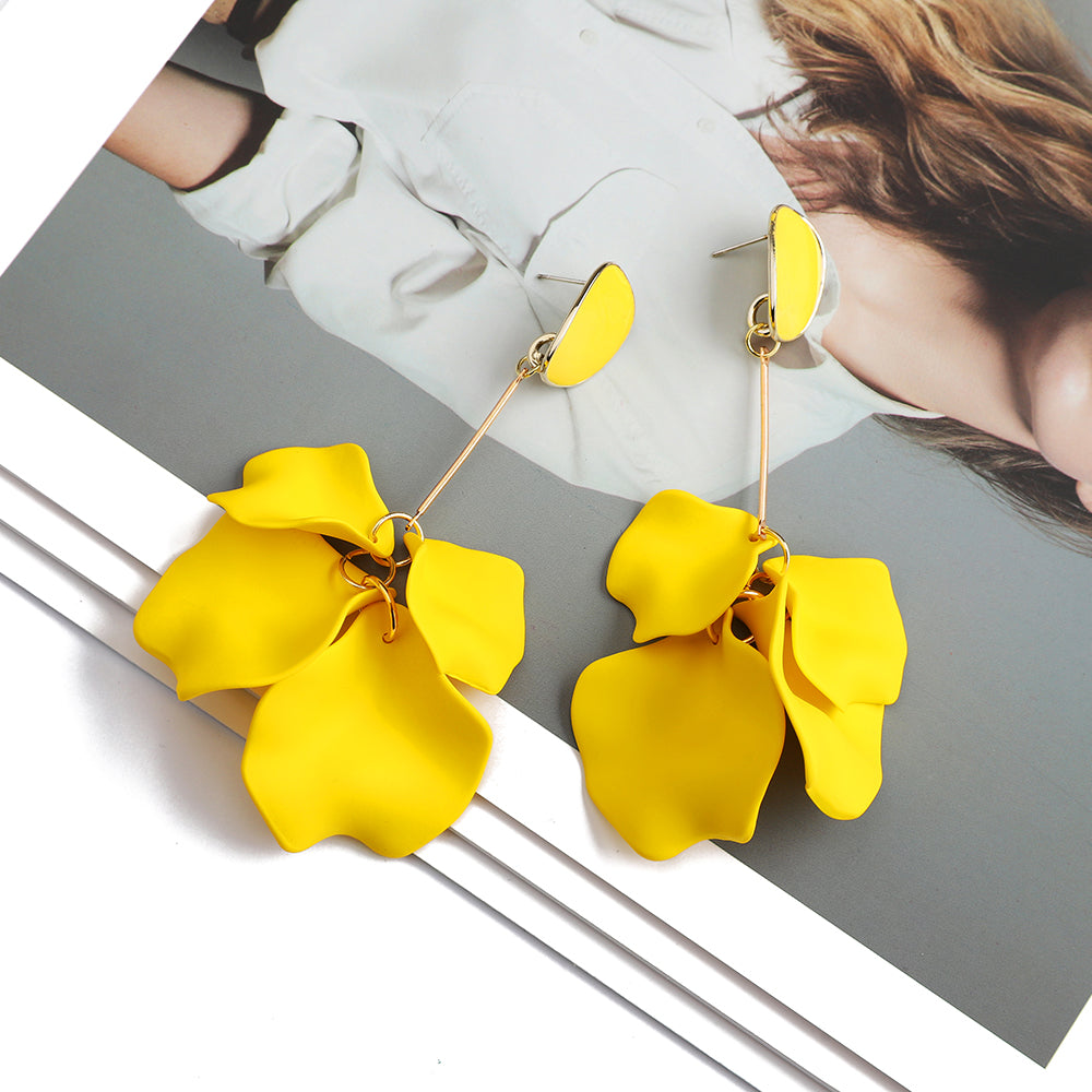 1 Pair Fashion Flower Plating Arylic Drop Earrings