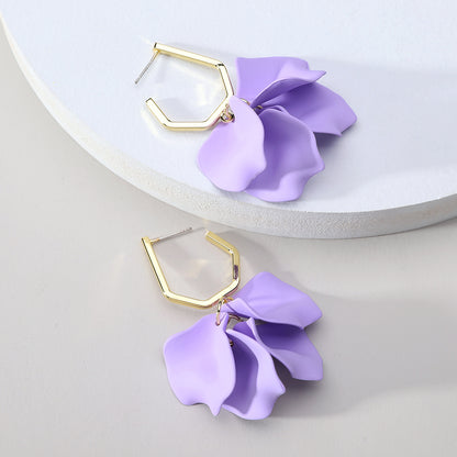 1 Pair Elegant Vacation Petal Arylic Zinc Alloy Drop Earrings