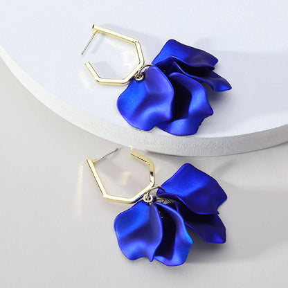 1 Pair Elegant Vacation Petal Arylic Zinc Alloy Drop Earrings