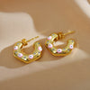 1 Pair Modern Style C Shape Devil's Eye Enamel Inlay Copper Artificial Diamond Ear Studs