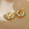 1 Pair Modern Style C Shape Devil's Eye Enamel Inlay Copper Artificial Diamond Ear Studs