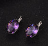 1 Pair Elegant Retro Oval Plating Inlay Copper Zircon Silver Plated Earrings