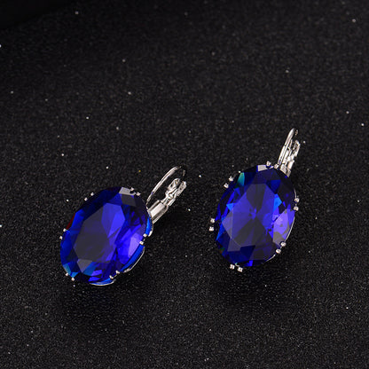 1 Pair Elegant Retro Oval Plating Inlay Copper Zircon Silver Plated Earrings